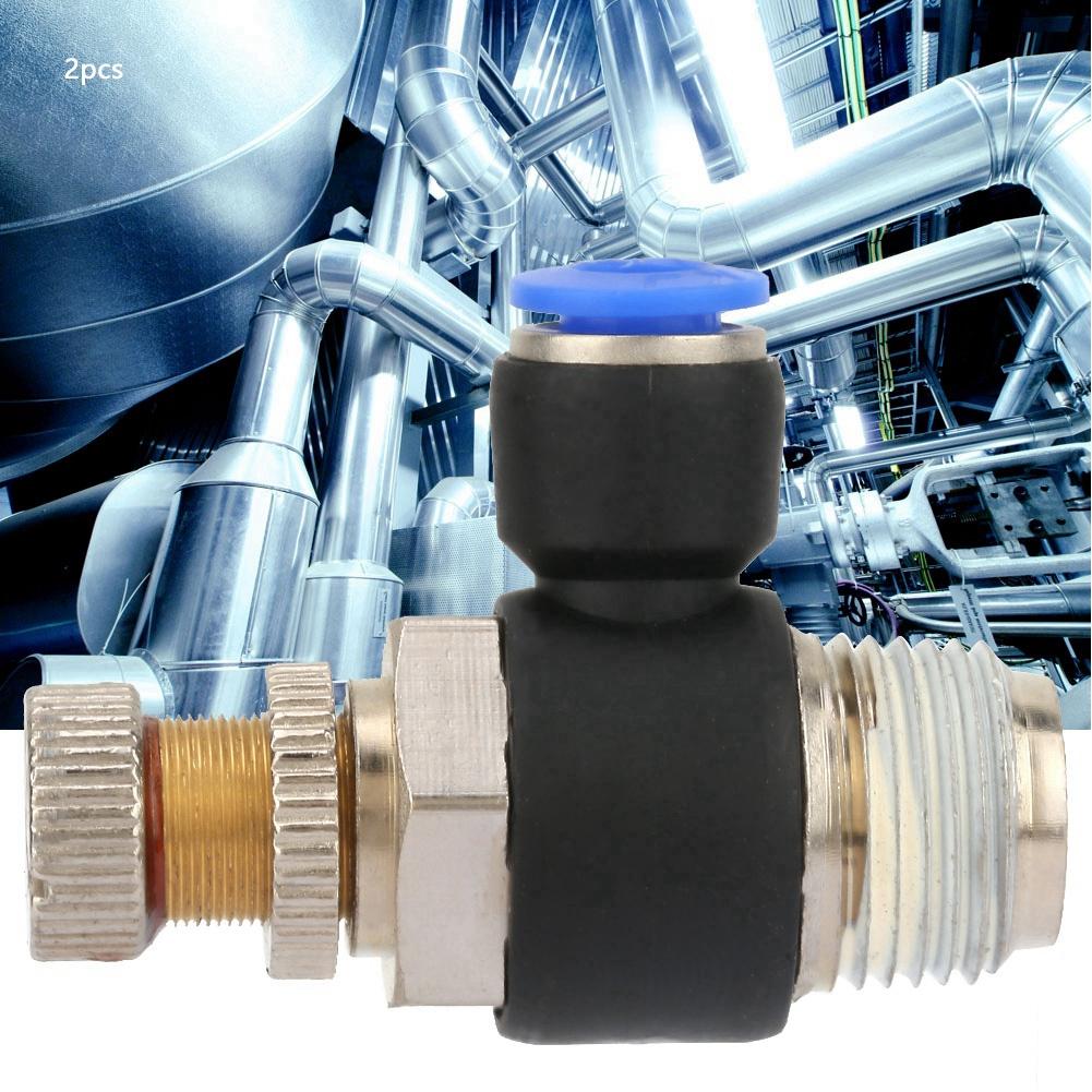 2pcs Tube Air Flow Speed Controller Pipe Pneumatic Fitting Regulator Valve SL6 04