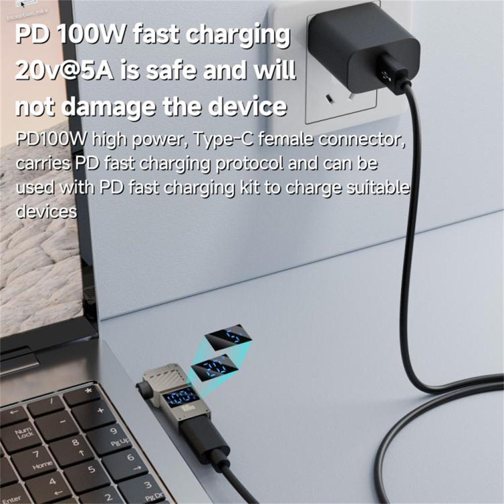 

PD 100W Laptop Charging Adapter Type-C to DC 7.9x0.9mm Digital Display Fast Charging Converter As Shown A
