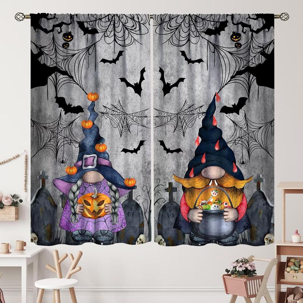 Halloween Curtains Horror Spooky Drapes Haunted House Mansion Curtain Bedroom Living Room Decor Made Of Polyester With Rod Pocket Great