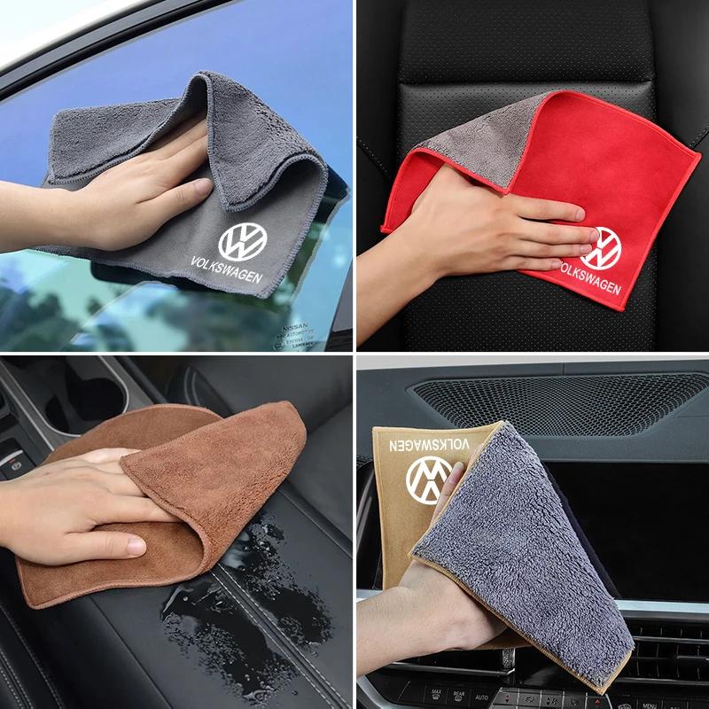 2026 Hot For VW VOLKSWAGEN Car Wash Microfiber Towel + Car Dust Brush Cleaning Brush for Volkswagen VW GOLF Polo TOURAN CADDY PA