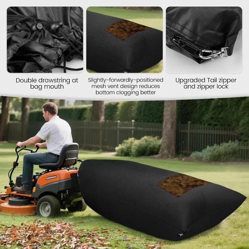 420D Oxford Cloth Lawn Tractor Leaf Bag 200×130cm Grass Catcher Bag Garden Leaf Bag Wear Resistant Large Capacity Lawn Mower Bag