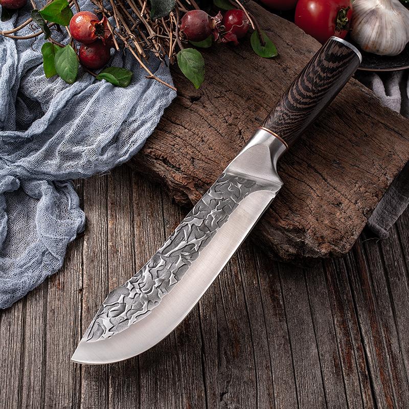 

Кованый нож для мясника, нож для мяса из нержавеющей стали, нож для обвалки, кухонные ножи шеф-повара с ножнами