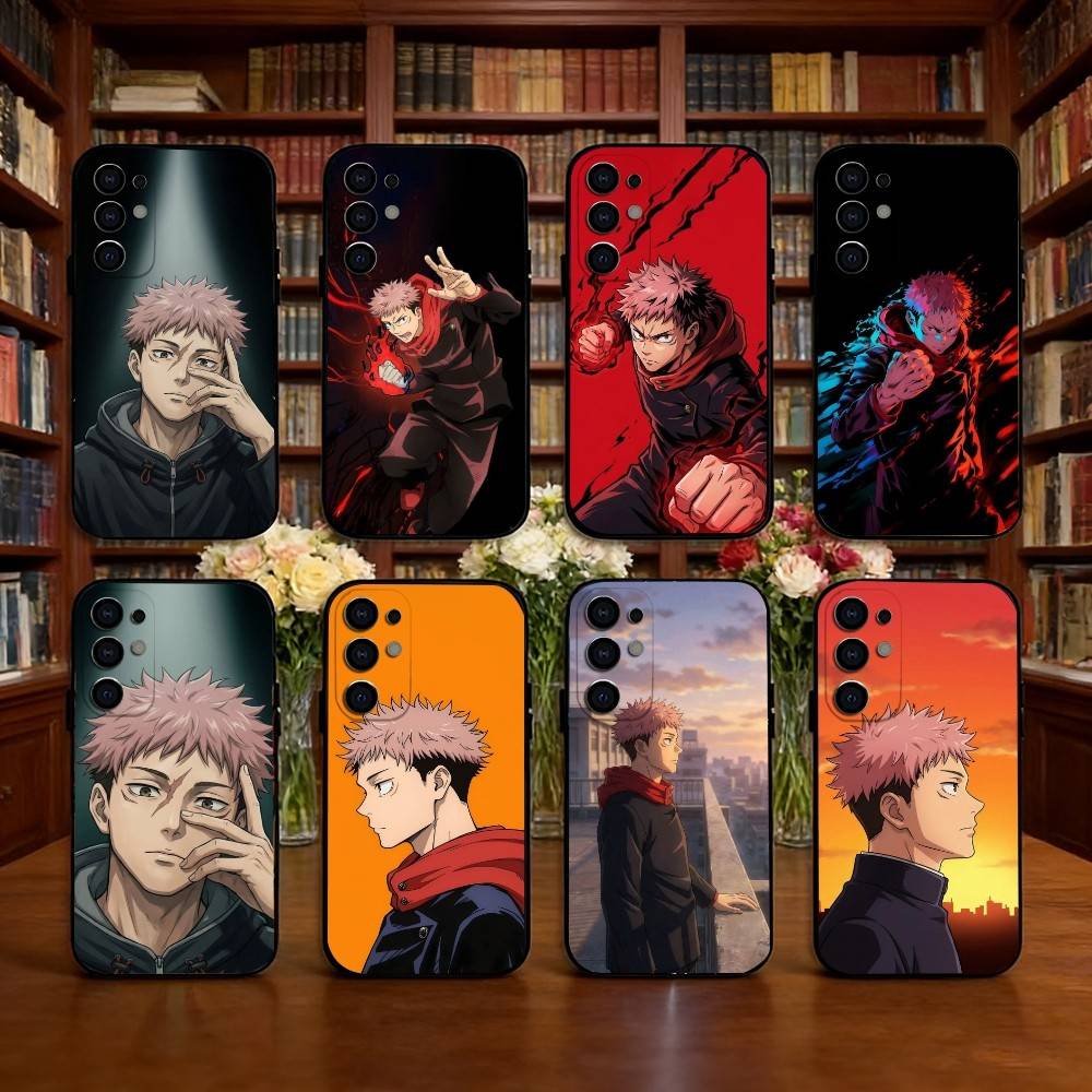Anime J-Jujutsu Kaisen Y-Yuji Itadori Phone Case Black Silicone Soft For Samsung S25,S24,S21,S22,S23,S30,Ultra,S20,Plus,Fe,Lite