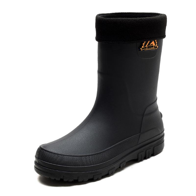 Men's Waterproof Mid-Calf Rain Boots - Non-Slip, Thickened, Pull-On, Casual Korean Style.