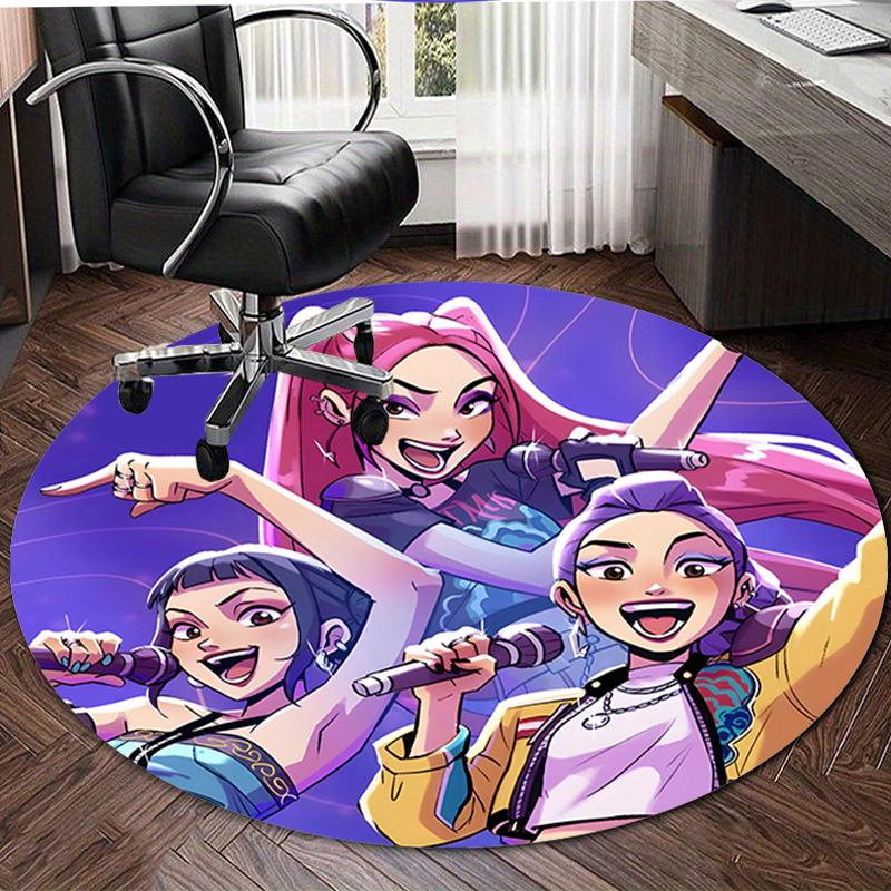1pc KPop Demon Hunters17 Design Printed Area Round Carpet for Bedroom Living Room Home Decor Rugs Mat Non Slip Mat Rug for Bedside
