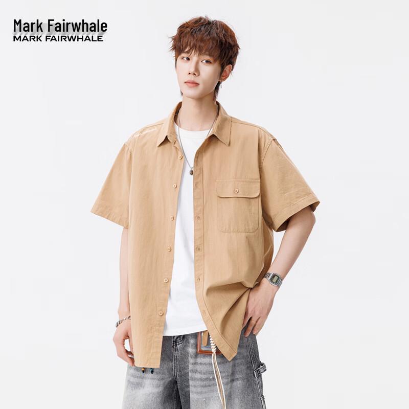 MARK FAIRWHALE Men s Pure Cotton Loose Short Sleeve Shirt M