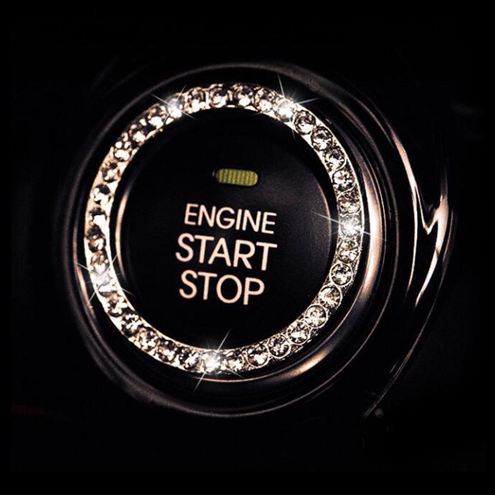 Crystal Engine Ignition Onekey Start Stop Push Button Switch Protective Cover Bling Girls Auto Accessories Car Interior Decor