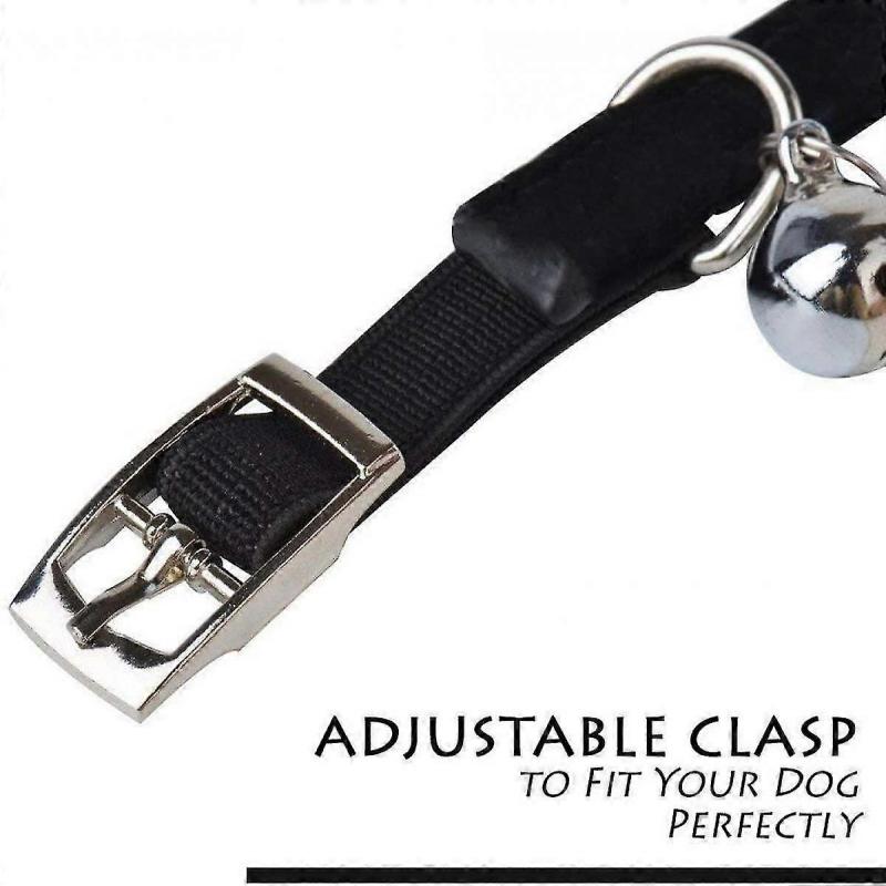 Měkký Sametový Bezpečný Kočičí Nastavitelný Obojek Bling Diamantový Se Zvonky, 11 Palců Pro Malé Psy A Kočky ((Černá))