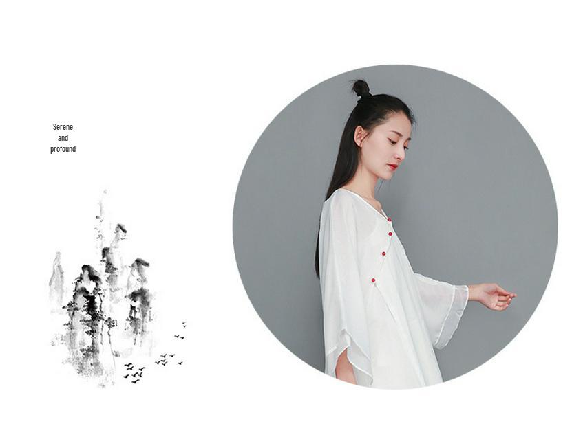 Women's Zen-Inspired Summer Hanfu Skirt - Retro Chinese Style
