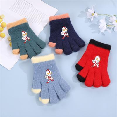Autumn and Winter Ultraman Children's Gloves Cartoon Full-finger Simple Boy Warm Kindergarten Student Little Boy