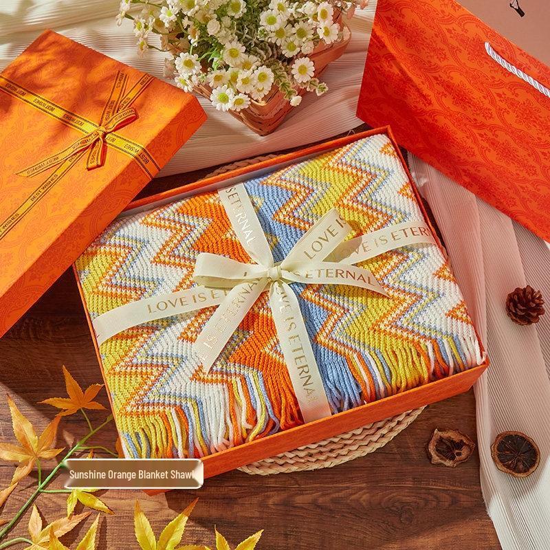 HANDUNYOU Sunny Orange Blanket Gift Set