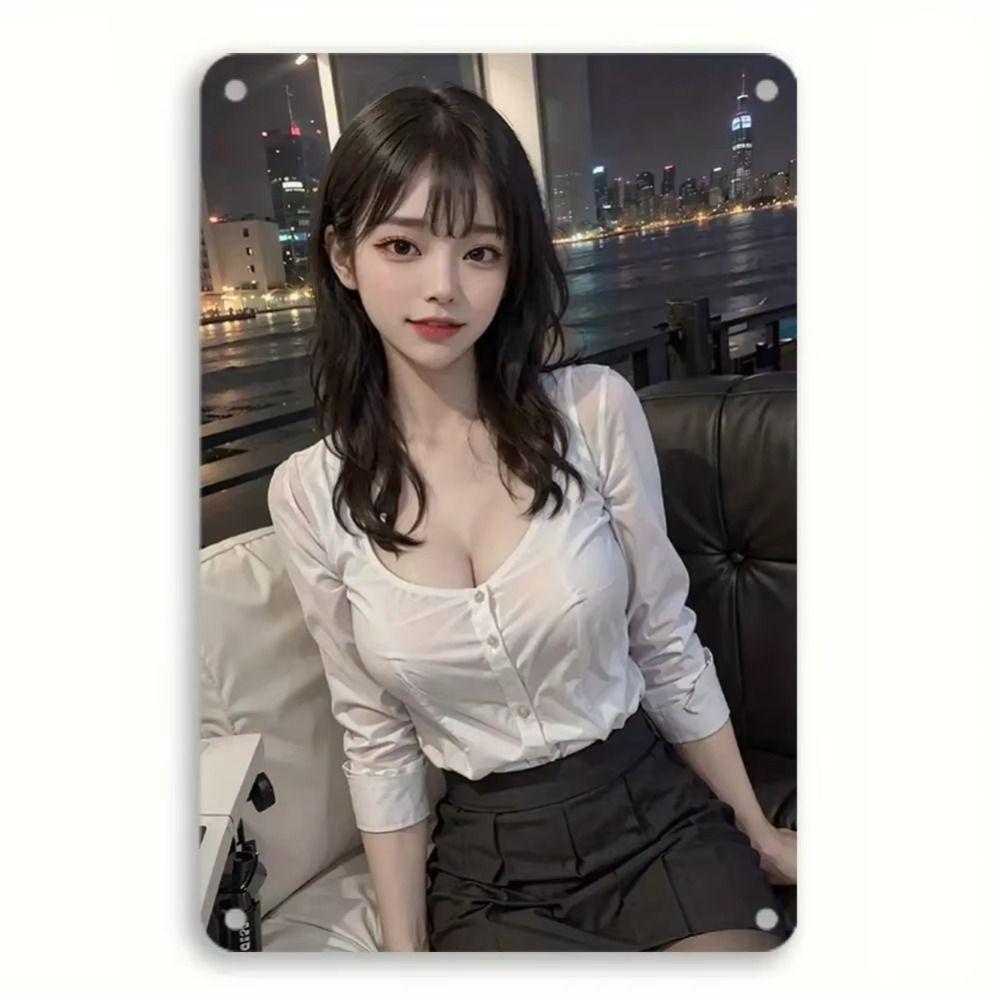 Fantasy Metal Wall Art Decor, Girl with Goldfish, 20x30cm Bedroom Sign