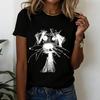 Women's Casual Round Neck Puppy Doodle Print Short Sleeve Oversize T-Shirt, Cotton 100%, Versatile, Made In USA