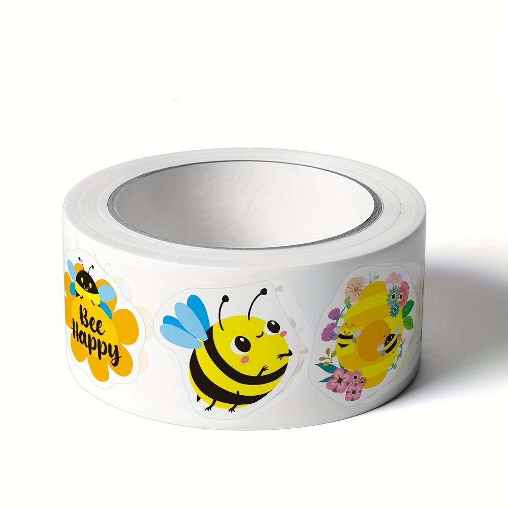 500 Stück/1 Rolle 2,5 cm/1 Zoll Gelbe Bienenblumenförmige Aufkleber Dekoration Geschenkbox Aufkleber Etikett Schreibwaren Aufkleber Scrapbook Dekoration