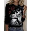 Women's Graphic T-Shirt, Long Sleeve Round Neck Casual Top, Suitable for Spring And Autumn, Women'S Wear