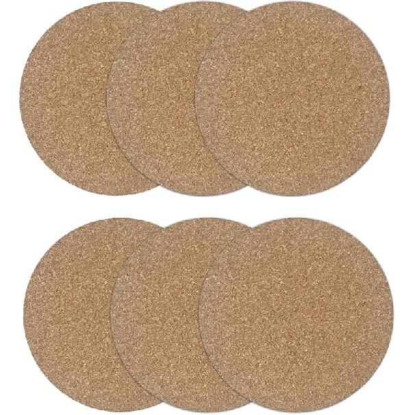 8PCS 3.5”/90mm Cork Coasters, Round Absorbent Drink Coasters for Coffee Table Protection, 0.15  Thick Natural Cork Mat for Hot Cups Home Office Bar 0.2  Thick