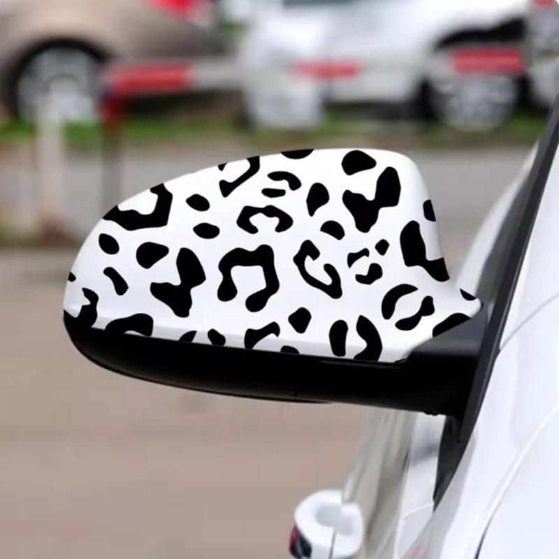 Animal Print Decals Adhesive PVC Flexible Stickers Decoration Car Rearview Mirror Sticker Mirror Trim Easy Installation