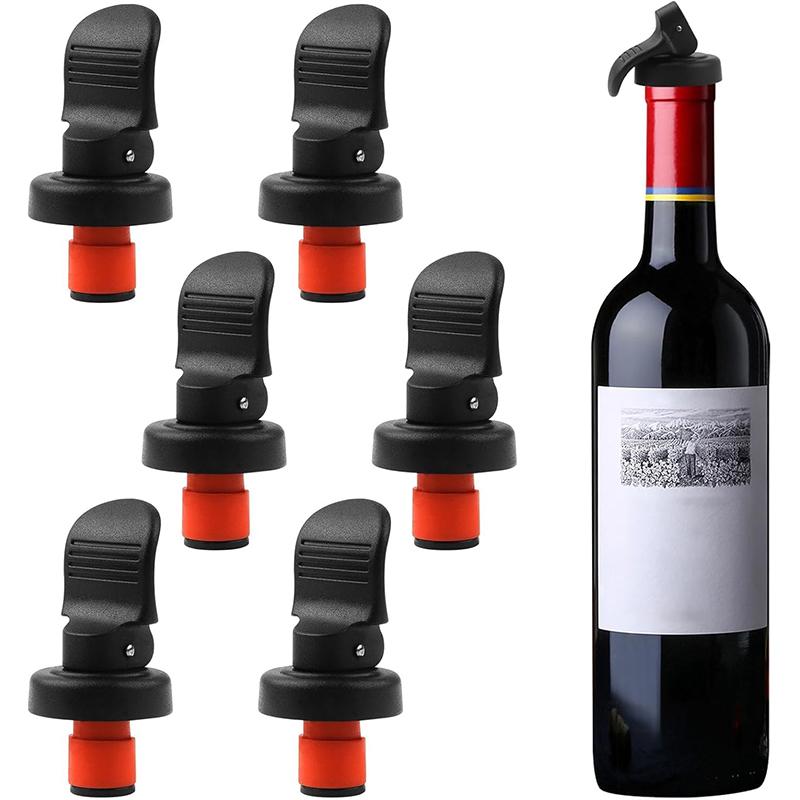6 Stück Weinverschluss Wiederverwendbare Kunststoff-Weinkorken Flaschenverschlüsse Champagnerverschlüsse mit luftdichter Abdichtung JT550