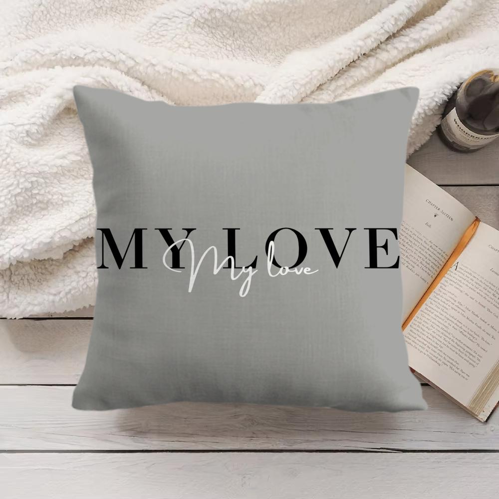 Simplicity Pattern Love Cushion Cover Silky Short Plush Invisible Zipper Dustproof Sofa Pillow Case For Home Decor