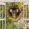 Large 2D Metal Wind Spinner with Mouse Design Kinetic Wind Catcher Outdoor Garden Decor Rotating Wind Chime for Yard Patio Gift