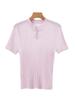 New Chinese Style Silk Blend Frog Button Waist-Hugging Knit Top - Women's Summer Short-Sleeve