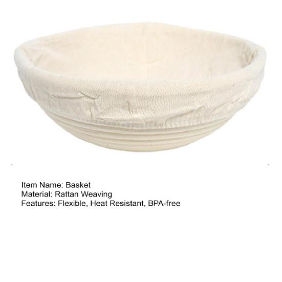 Rattanowy koszyk do wyrastania okrągły Banneton do wypieku chleba na zakwasie Zawiera wkładkę Naturalne ręcznie plecione koszyki do fermentacji dla domowych piekarzy Chleb rzemieślniczy