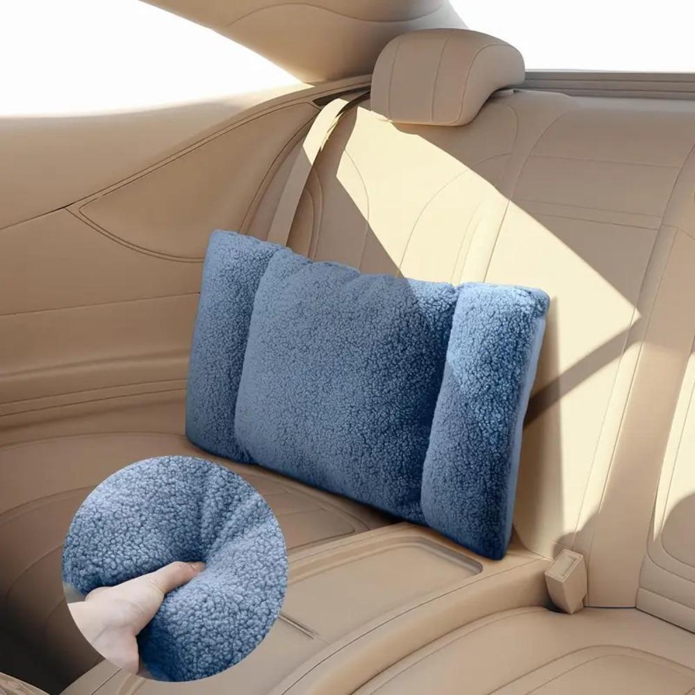 Simple Ergonomic 3-Segment Lumbar Pillow Soft Extended Waist Cushion Fleece Solid Color Car Seat Cushion Office Chair