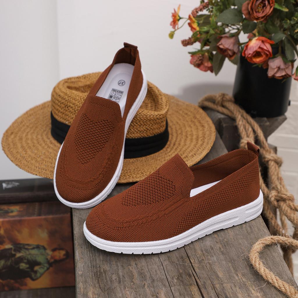 2025 foreign trade casual single shoes women's shoes autumn new fly-woven mesh round head one pedal large size flat bottom women