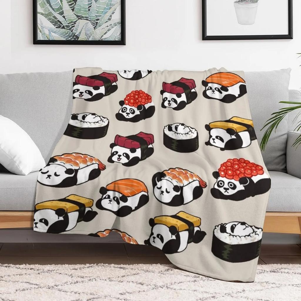Sushi Panda Throw Blanket Fluffy Cozy Throw Blanket for Home Decor