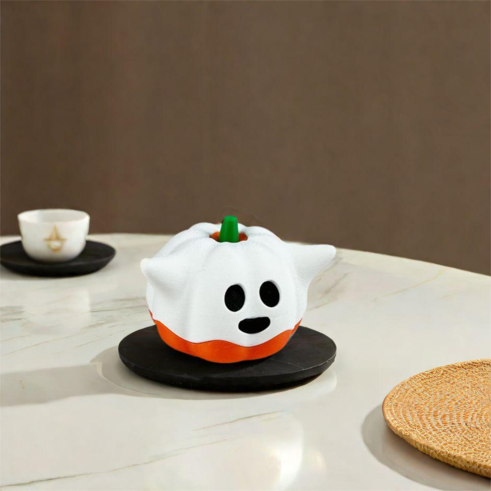 Funny 3D Printed Pumpkin Figurines Cartoon Cute Halloween Ghost Pumpkin Statue Decorative Miniature Sculpture Ornament