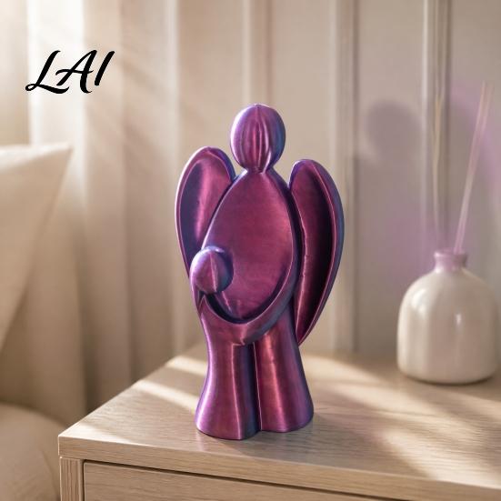 Modern Nursery Room Accents 3D Printed Angel Figurine Abstract with Kid Statue Minimalist Sculpture Durable Eco Friendly Craft Gifts Desktop