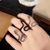 3pcs Ring Set For Both Men And Women Hip Hop Style Personalized Exaggerated Snake Retro Electrophoresis Gun Black Ring