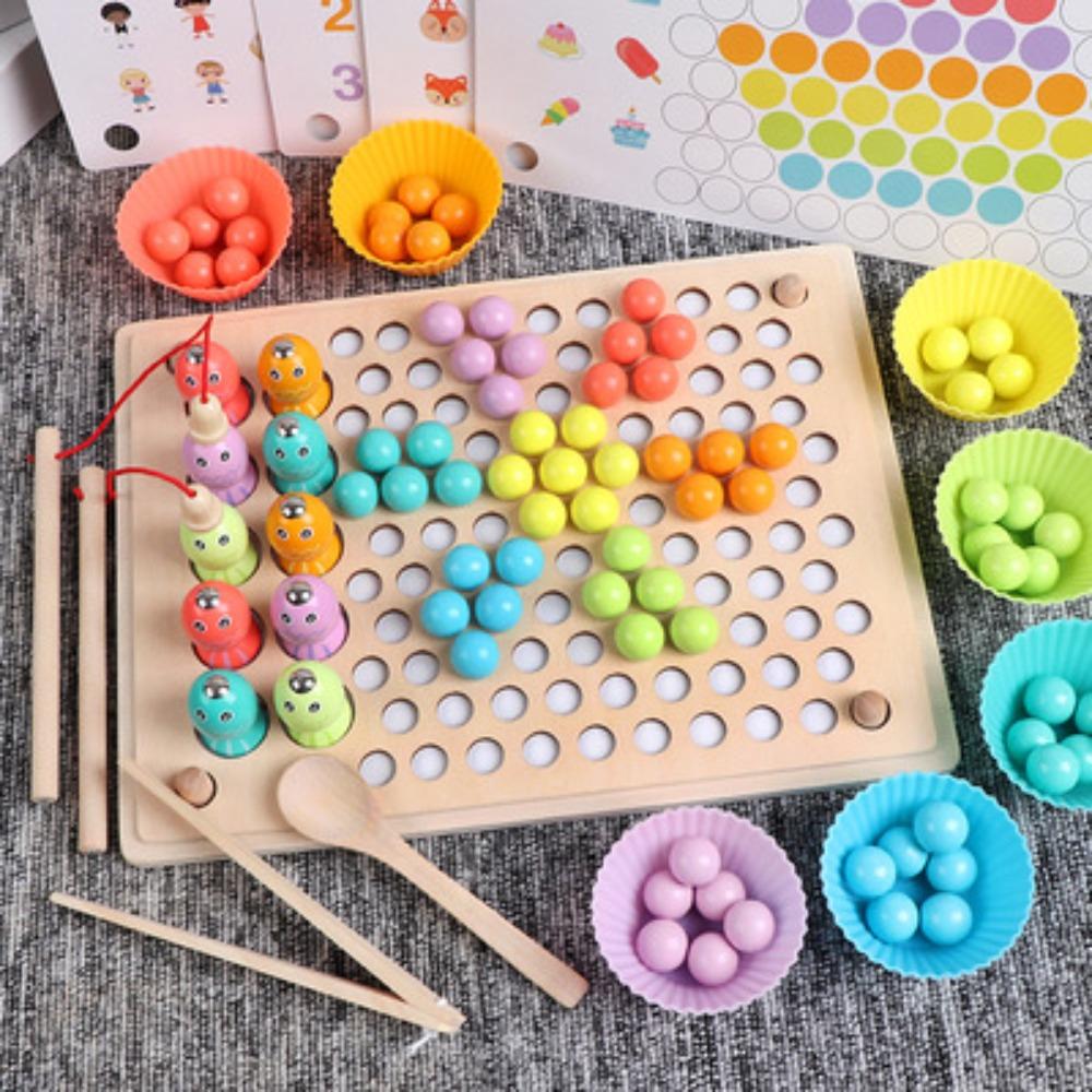 Xiaoxiaole Parent-child Concentration Training Wooden Children's Early Education Board Game Boys and Girls Educational Toys Clip Beads