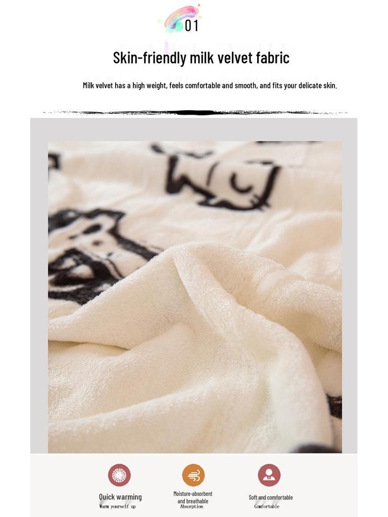 Milk Velvet Double-Sided Fleece Blanket: Office Nap, Sofa, Thick, Warm Style