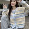 Damska luźna odzież wierzchnia w paski w stylu koreańskim Wszechstronny lekki sweter dzianinowy Kardigan Kurtka