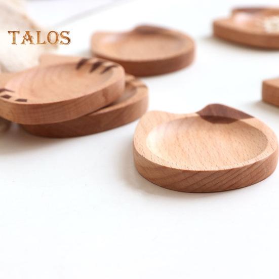 Seasoning Dish Decorative Food Grade Wooden Useful Cartoon Cat Shaped Dipping Bowl for Desktop