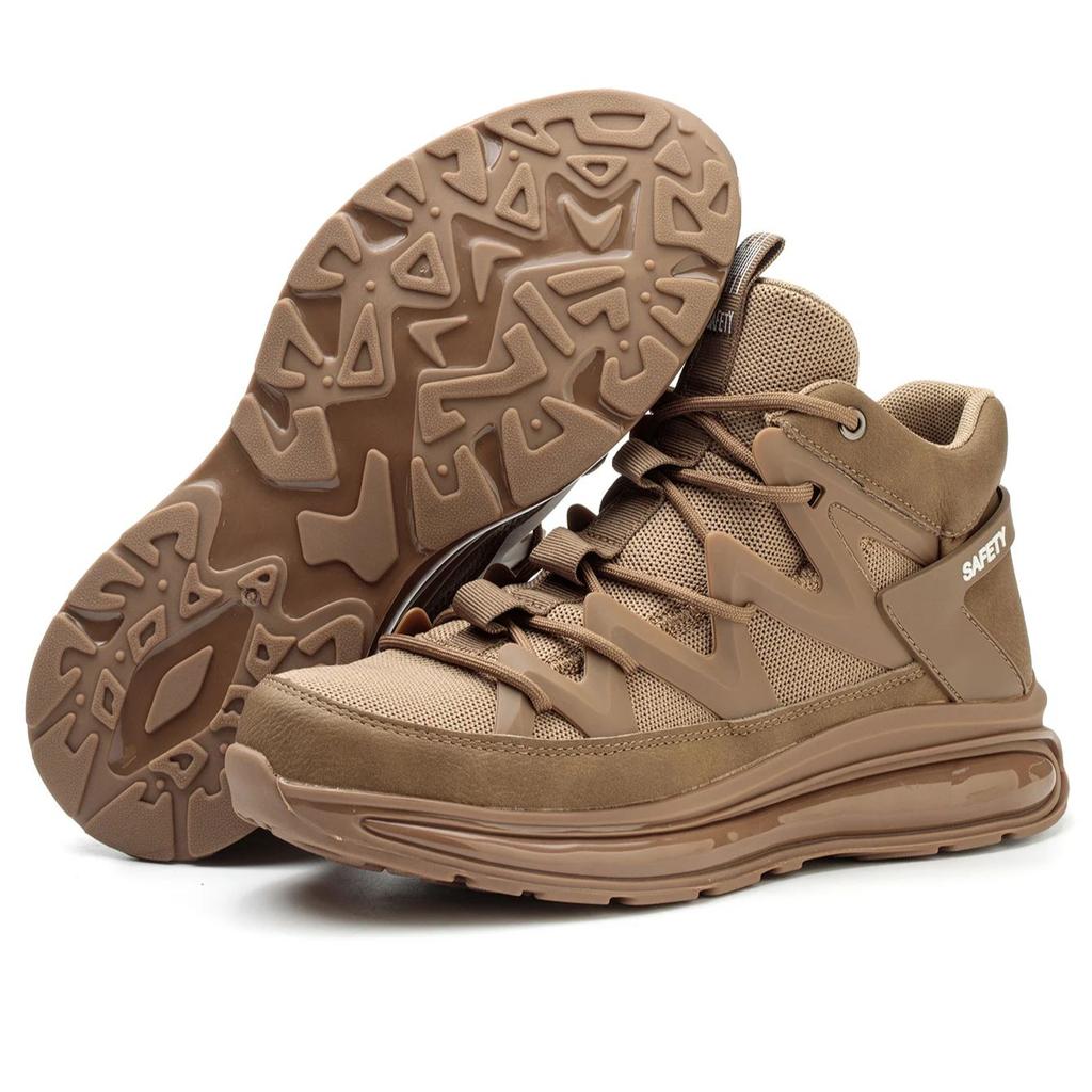 Men's Steel-Toe Safety Shoes Anti-Crush Puncture-Resistant Breathable Soft Upper Fashionable Outdoor Work Boots for Workshop