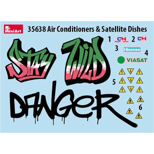 Miniart 1/35 Scale Air Conditioner Outdoor Unit and Satellite TV Antenna Plastic Model Kit MA35638