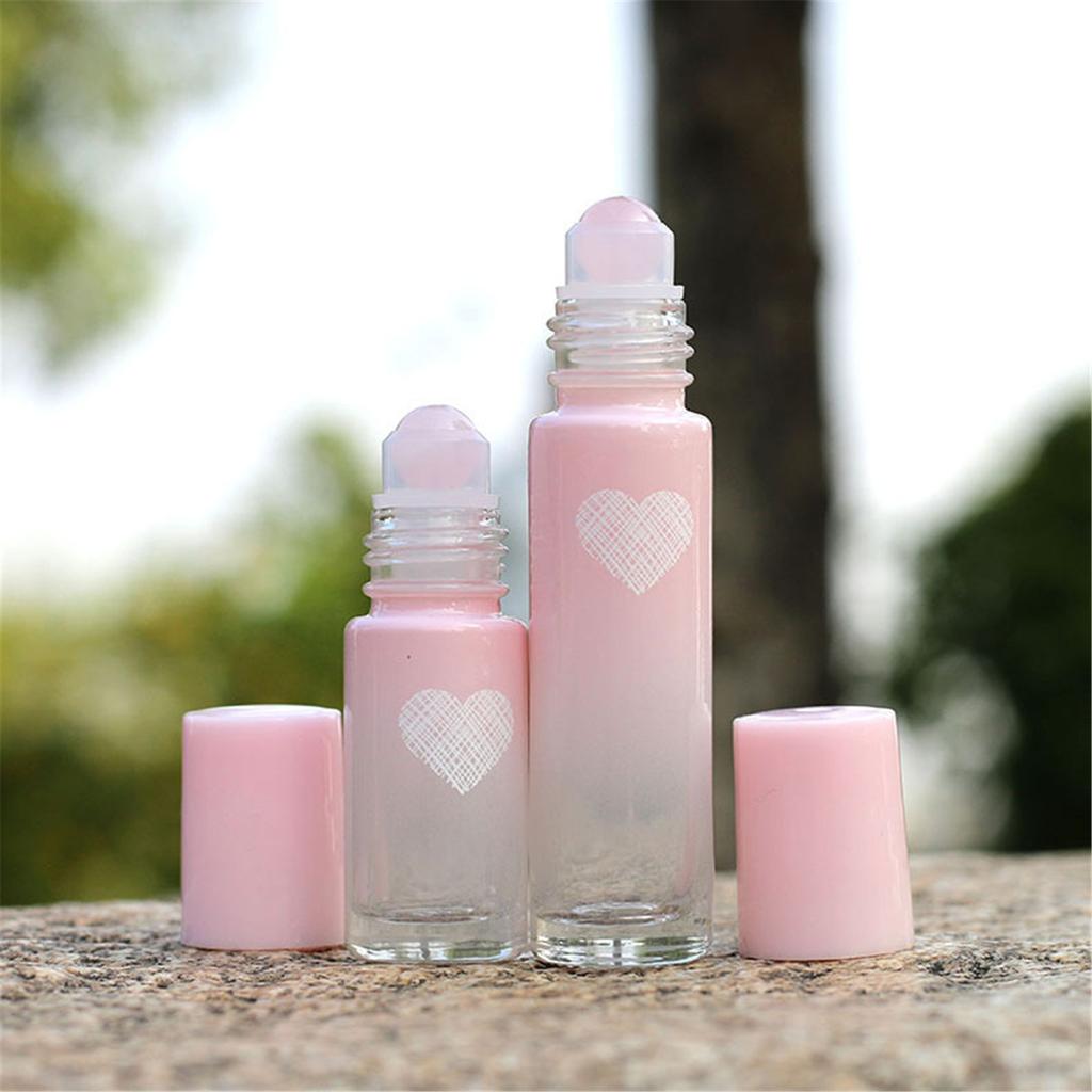 5ml 10ml Gradient Pink Glass Roll On Bottle Empty Perfume Bottle Essential Oil Roller Ball Bottle Liquid Container Makeup Tools