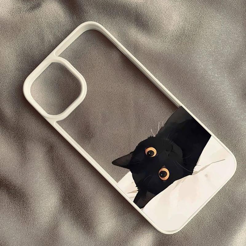 Cartoon Black Cat Phone Case for IPhone 16 13 15 Cover for 12 11 14 Pro Max 13 12Mini 14 15 Plus Hard PC Shells Fundas
