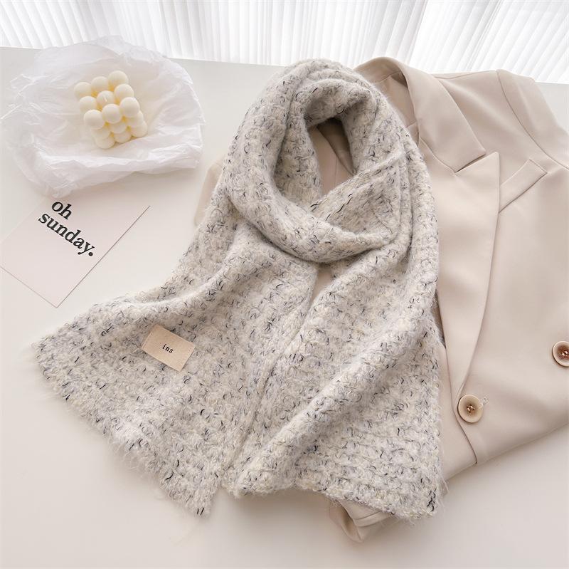Diandian yarn contains knitted scarf medium and long shawl scarf versatile warm and cold-proof autumn and winter women's new models