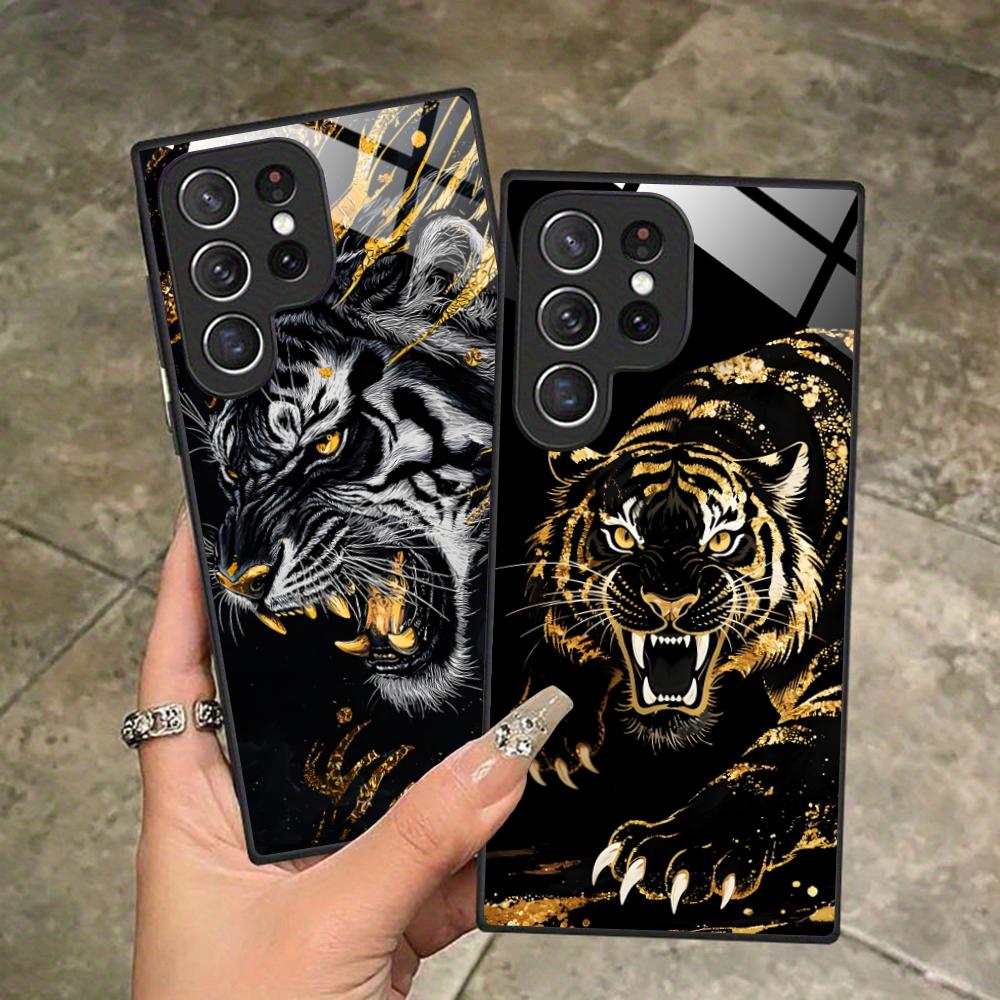 Tiger Neon Mobile Cell Phone Case for Samsung Galaxy A56 55 54 53 52 51 36 35 34 23 16 15 5G Glass Colorful Cover Luxury
