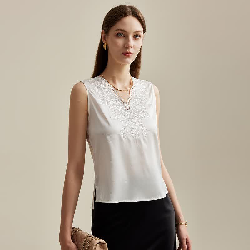 Zhaojun Mulberry Silk Lace V-Neck Camisole 2XL