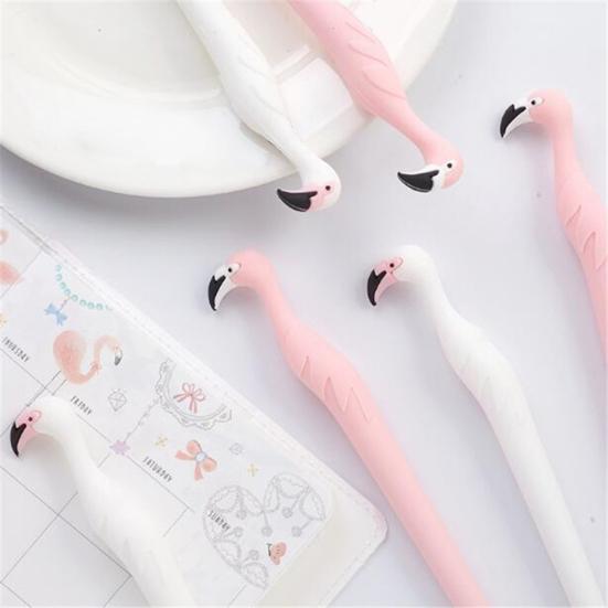 2Pcs Flamingo Silicone 0.5mm Gel Pen Student Stationery School Supply Black Ink