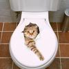 Lovely Cat Toilet Stickers For Wc Washroom Decoration Diy Vivid 3d Look Pet Animal Home Decals Pvc Wall Mural Art Print Posters