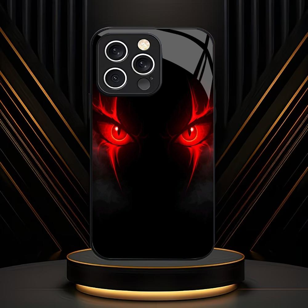 Cool Horror Red Demon Eyes fashion phone cases phone case fundas Glass Phone Case for iPhone 17 16 15 14 13 12pm Pro Plus