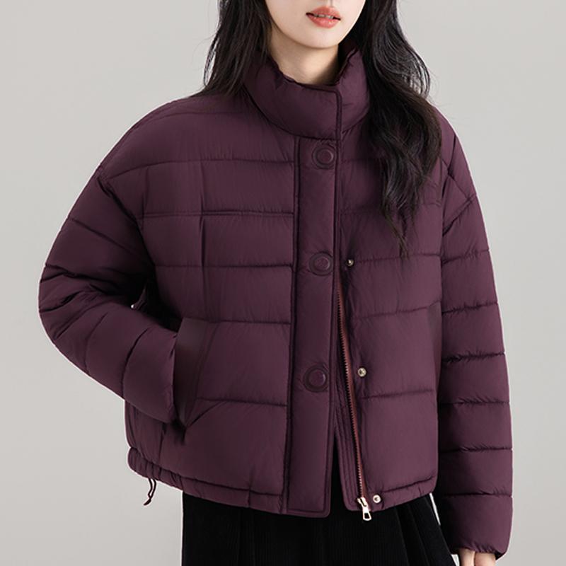 

Модные женские короткие парки Зимнее пальто Стойка воротник Толстые Теплые Элегантные женские куртки M фиолетовый