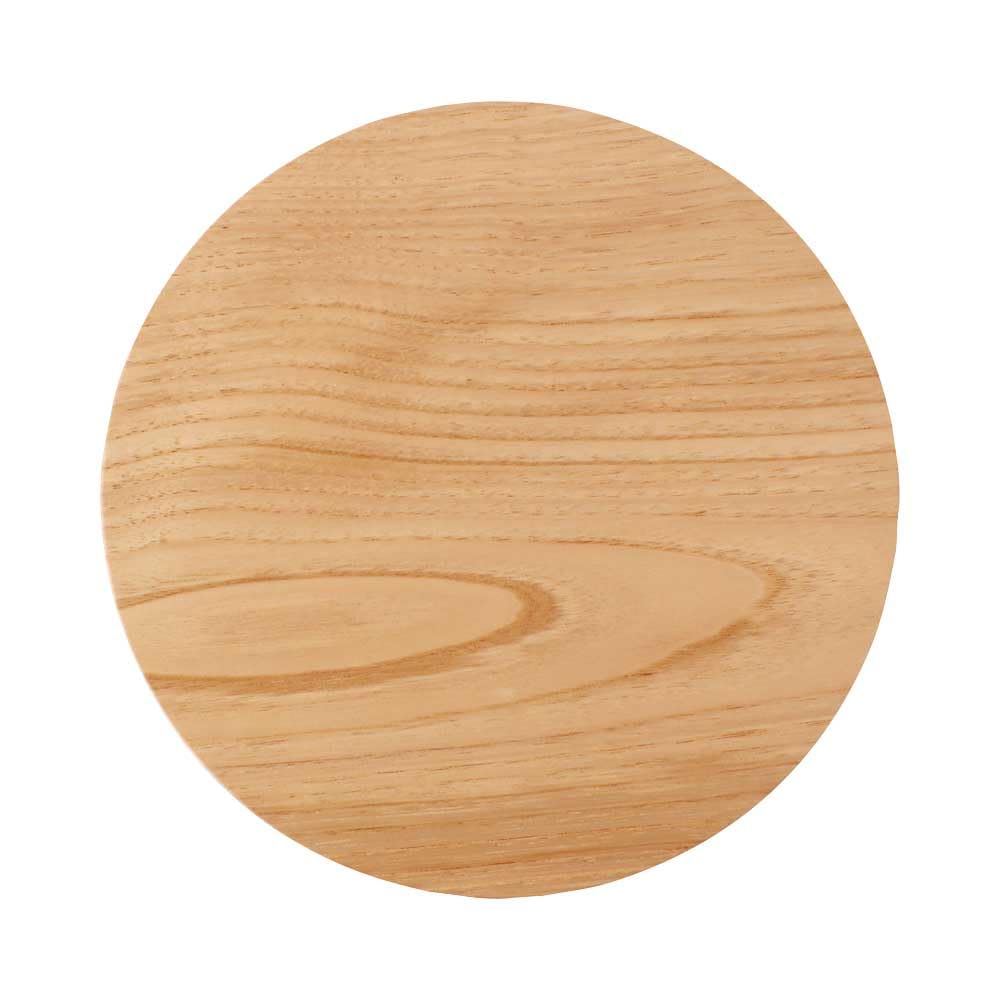 Yamaco Stylish Wooden Flat Rimless Plate, Ash Wood, Small, 23cm Diameter, 78738