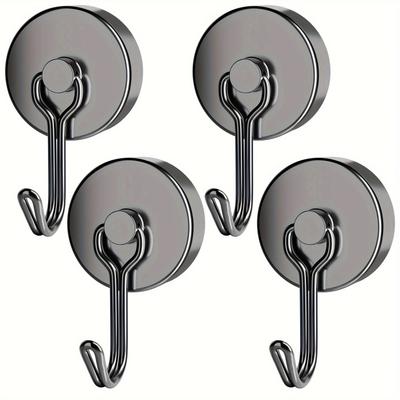 6pcs Black Magnetic Hooks Cruis Heavy Duty Neodymium Rare Earth Magnetic Hangers, Extra Strong Magnets with Hook for Hanging