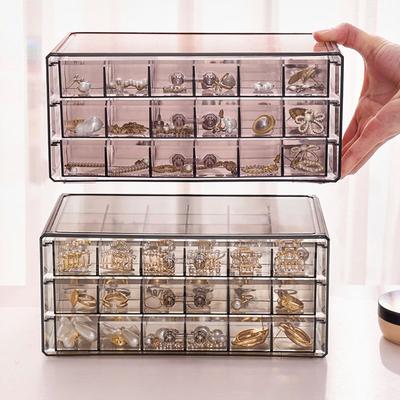 Jewelry Box Organizer Jewelry Cases for Women Girls Plastic Storgae Container with Grids for Earring, Ring, Necklace, Bracelets